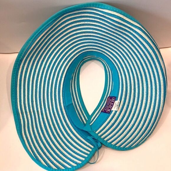 Old County Road Straw Visor Hat Blue and White - Picture 4 of 5